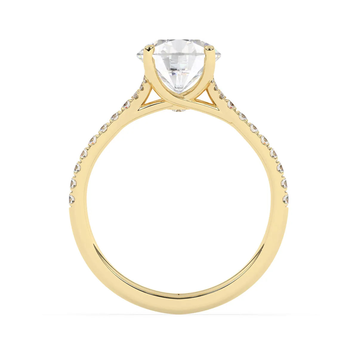 2.0 CT Round Cut Split Shank Pave Setting Moissanite Engagement Ring