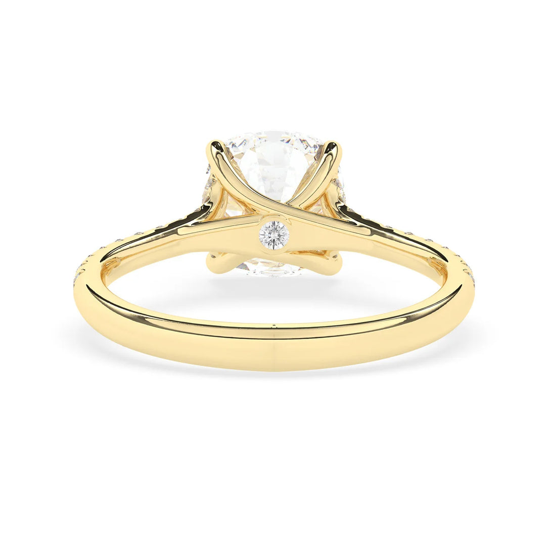 2.0CT Elongated Cushion Cut Split Shank Pave Setting Moissanite Engagement Ring