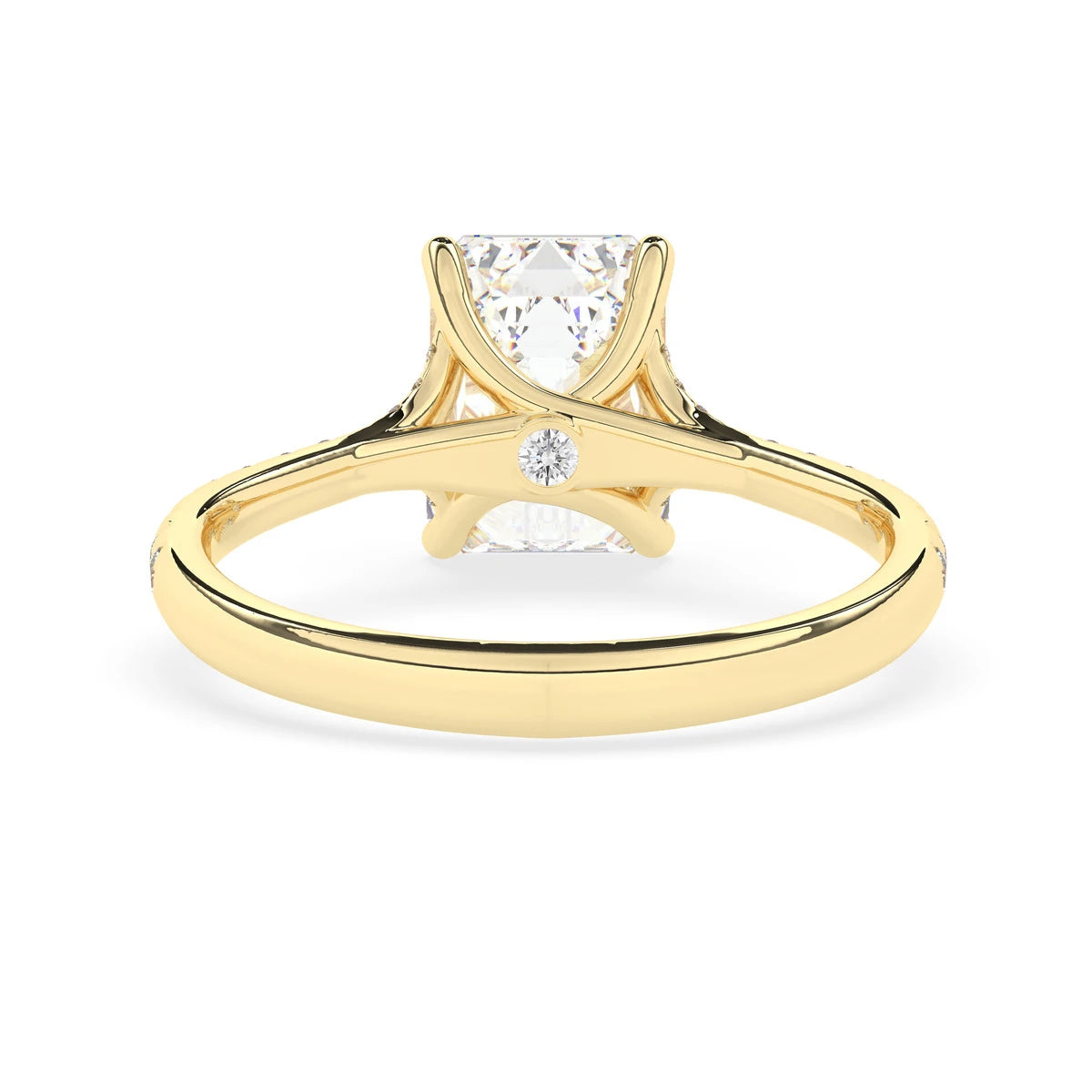 2.0CT Emerald Cut Split Shank Pave Setting Moissanite Engagement Ring