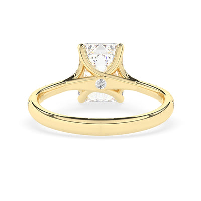 2.0CT Emerald Cut Split Shank Pave Setting Moissanite Engagement Ring