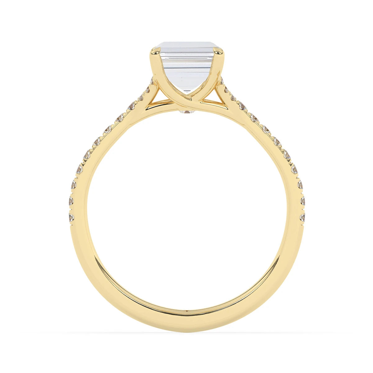 2.0CT Emerald Cut Split Shank Pave Setting Moissanite Engagement Ring