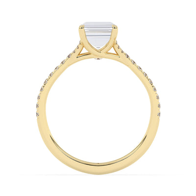 2.0CT Emerald Cut Split Shank Pave Setting Moissanite Engagement Ring