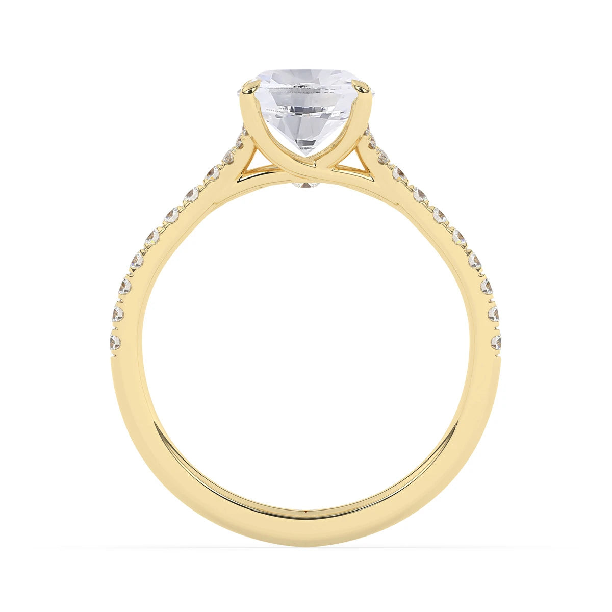 2.0CT Oval Cut Split Shank Pave Setting Moissanite Engagement Ring