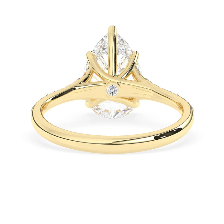 2.0CT Pear Cut Split Shank Pave Setting Moissanite Engagement Ring