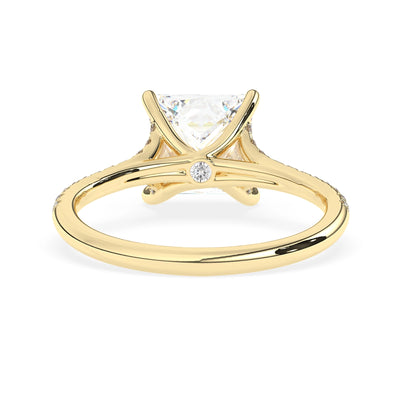 1.0 CT Princess Cut Split Shank Pave Setting Moissanite Engagement Ring