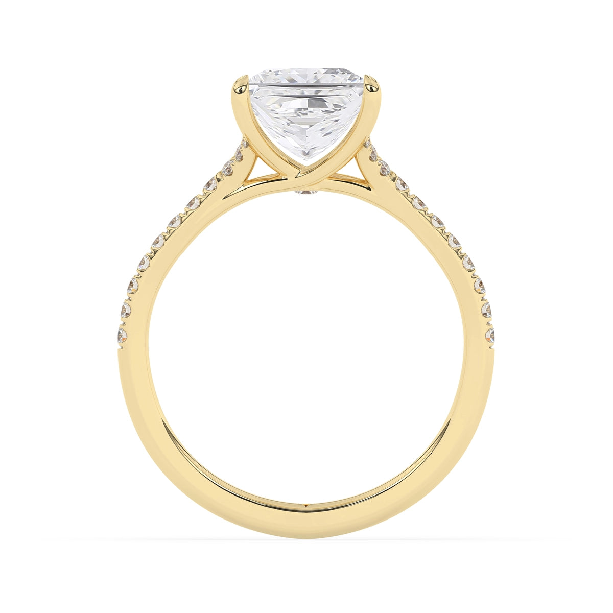 1.0 CT Princess Cut Split Shank Pave Setting Moissanite Engagement Ring