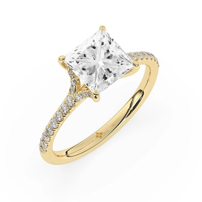 1.0 CT Princess Cut Split Shank Pave Setting Moissanite Engagement Ring