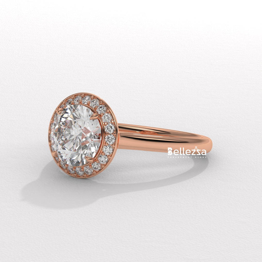 1.50-2.50CT Round Cut CVD Diamond Halo Setting Engagement Ring