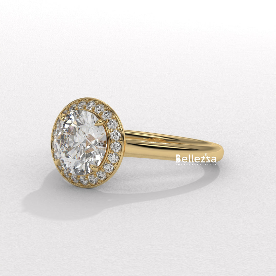 1.50-2.50CT Round Cut CVD Diamond Halo Setting Engagement Ring