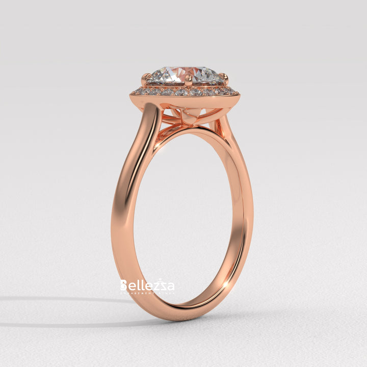 1.50-2.50CT Round Cut CVD Diamond Halo Setting Engagement Ring
