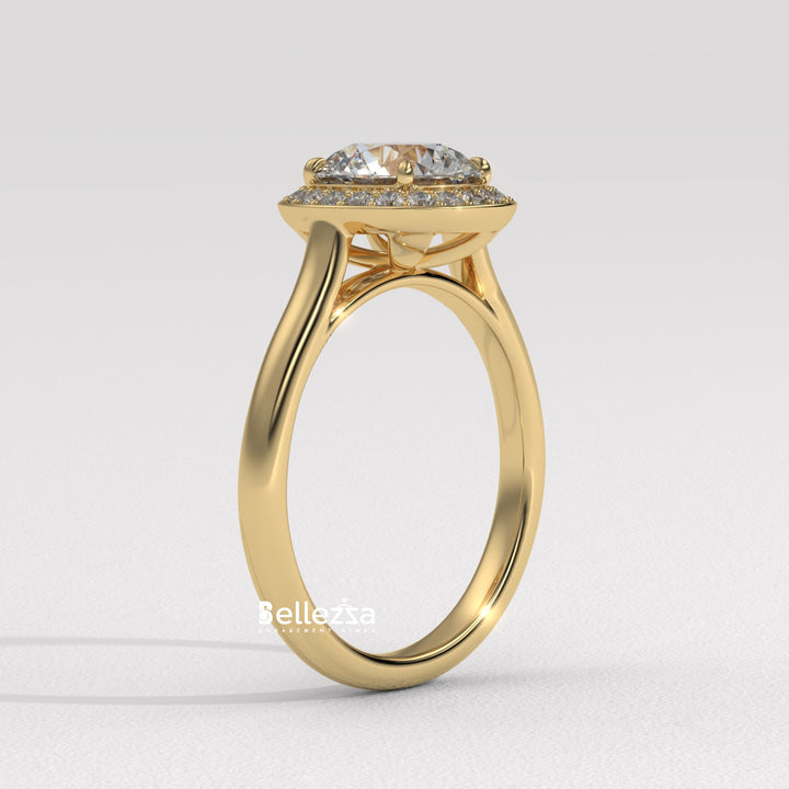 1.50-2.50CT Round Cut CVD Diamond Halo Setting Engagement Ring