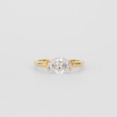 1.37- 2.50 CT Oval Lab Grown Diamond Half Bezel Engagement Ring