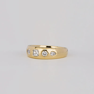 0.44 TCW Round, Pear & Asscher EF- VVS Diamond Bezel Wedding Band