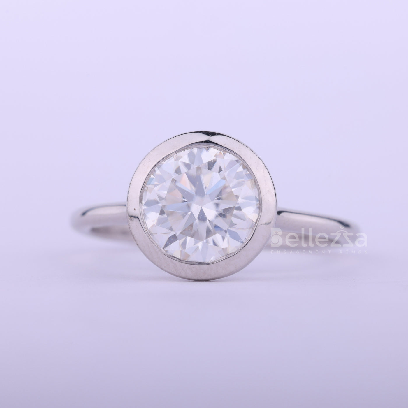 1.0CT Round Cut Diamond Bezel Setting Solitaire Engagement Ring
