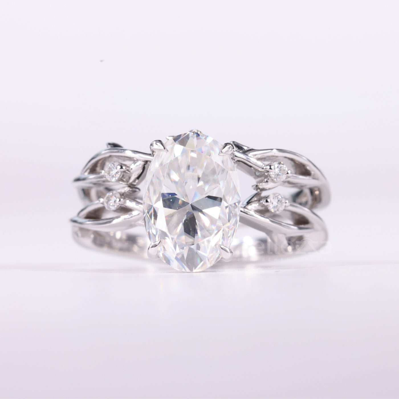 1.50CT Oval Cut Nature Inspired Moissanite Bridal Ring Set