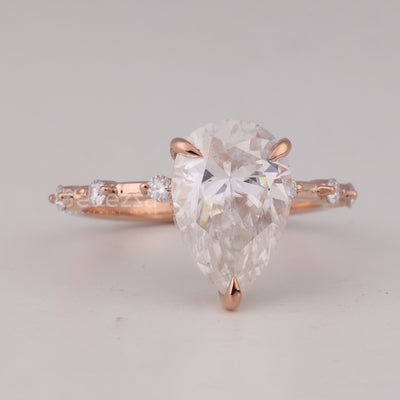 1.50CT Pear Cut Hidden Halo Pave Setting Engagement Ring