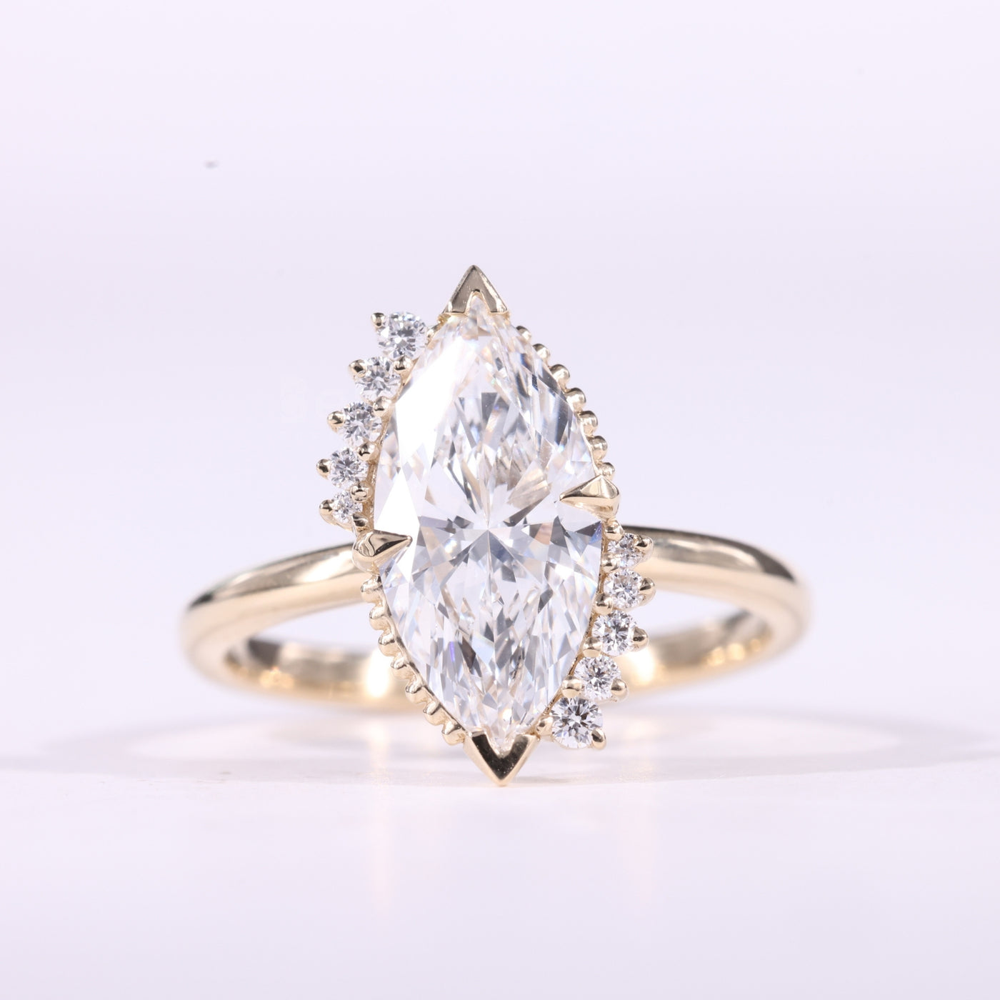 2.0CT Marquise Cut Unique Cluster Diamond Moissanite Engagement Ring