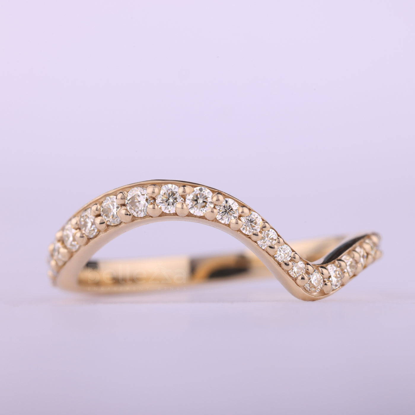 Round Cut Diamond Curved Moissanite Half Eternity Wedding Band