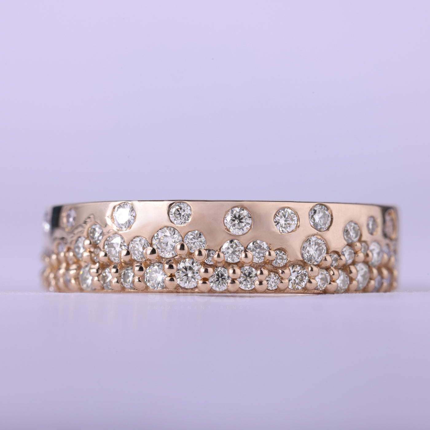 Round Cut Cluster Diamond Flush Set Moissanite Wedding Band