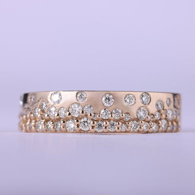 Round Cut Cluster Diamond Flush Set Moissanite Wedding Band