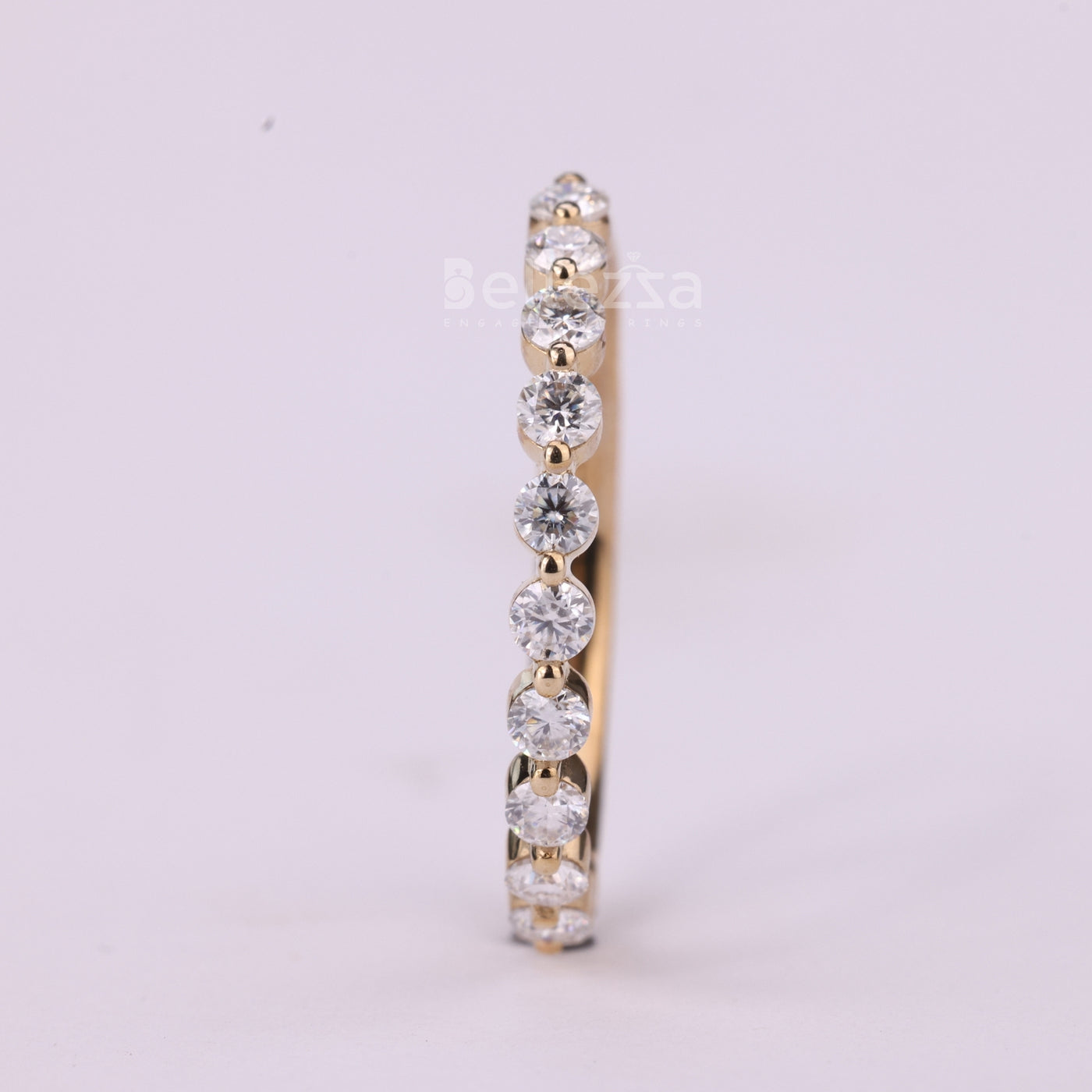 Round Cut Diamond Half Eternity Moissanite Wedding Band