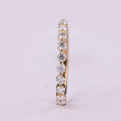 Round Cut Diamond Half Eternity Moissanite Wedding Band