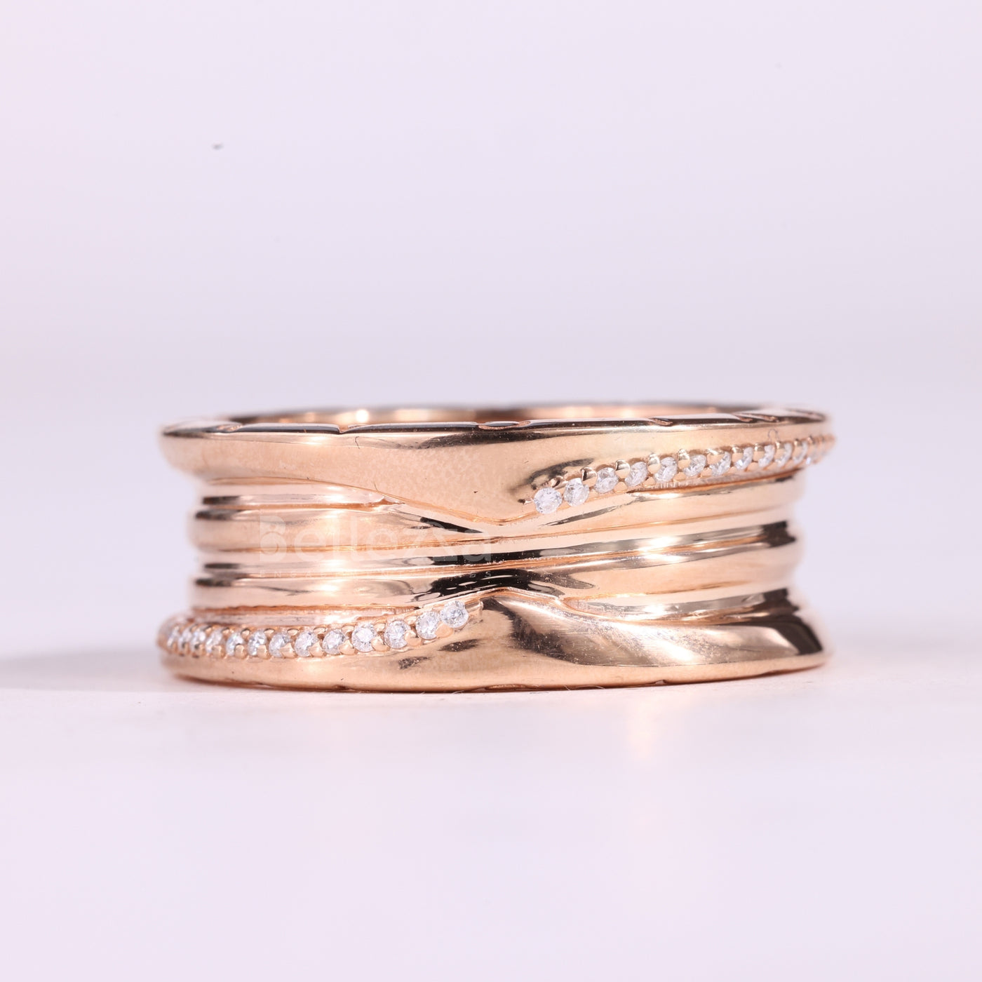 Unique Round Cut Diamond Wide Moissanite Wedding Ring