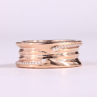 Unique Round Cut Diamond Wide Moissanite Wedding Ring