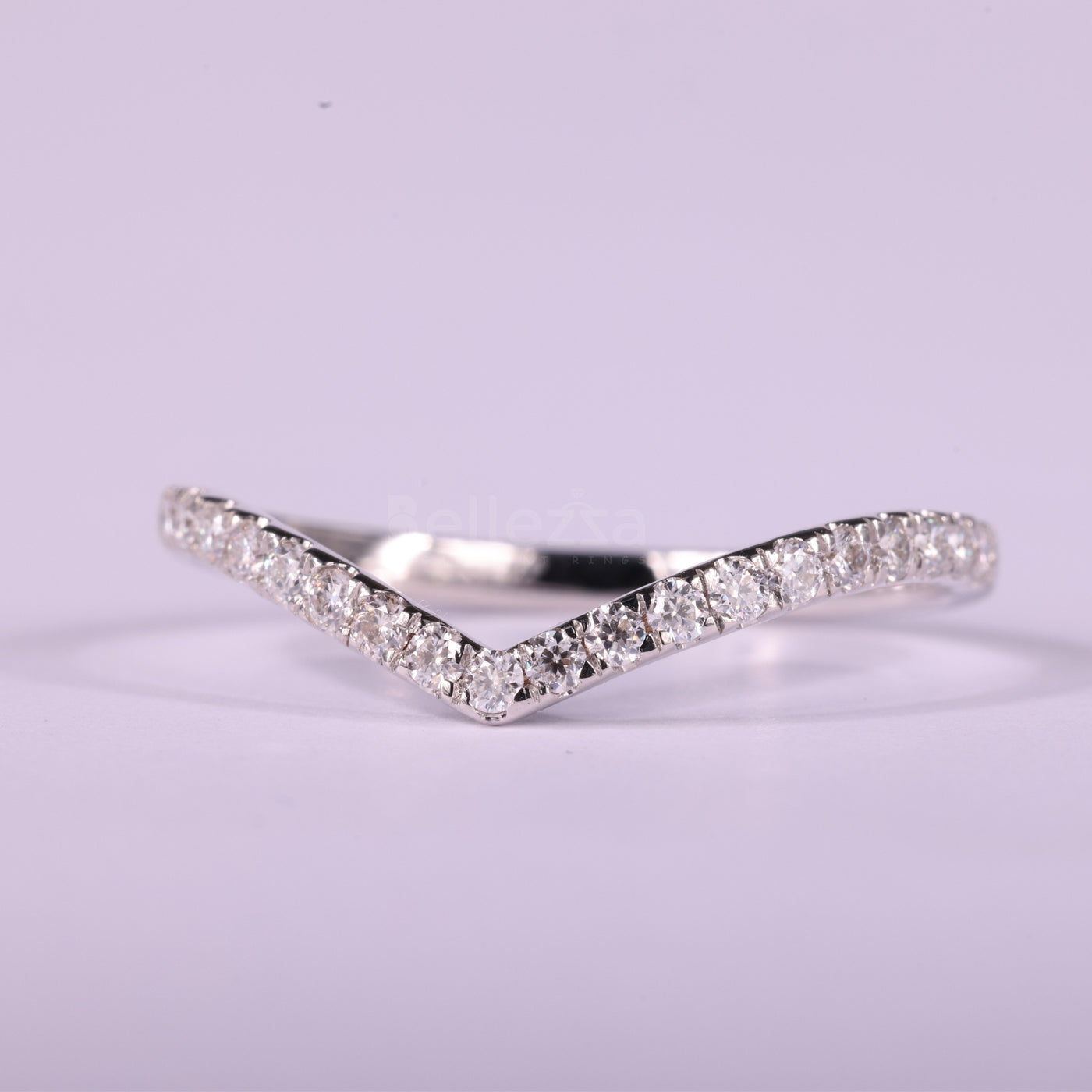 Round Cut Diamond Curved Moissanite Wedding Band