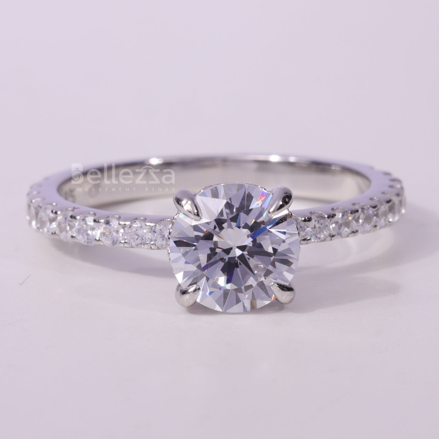 0.75CT Round cut Pave Setting Moissanite Engagement Ring