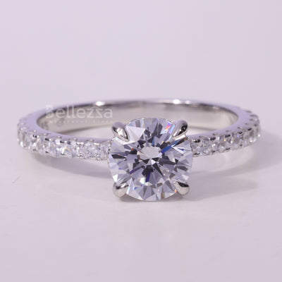 0.75CT Round cut Pave Setting Moissanite Engagement Ring