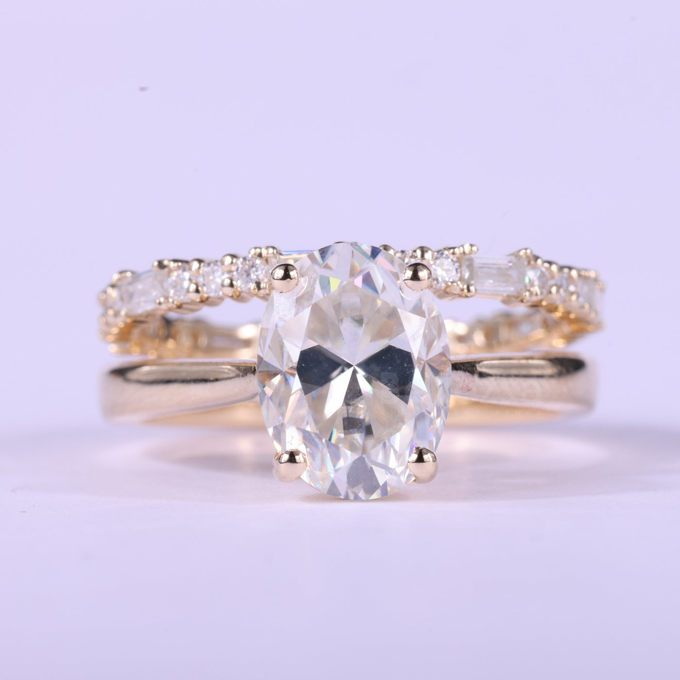 1.50CT Oval Cut Diamond Moissanite Pave Setting Bridal Ring Set