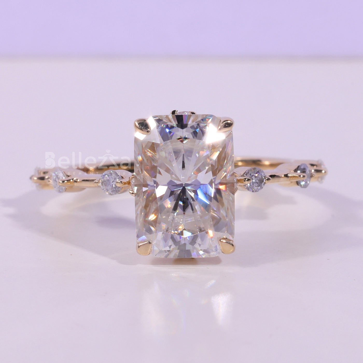 2.0CT Radiant Cut Petite Pave Setting Moissanite Engagement Ring