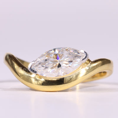 1.50CT Marquise Cut Unique Curved Solitaire Engagement Ring