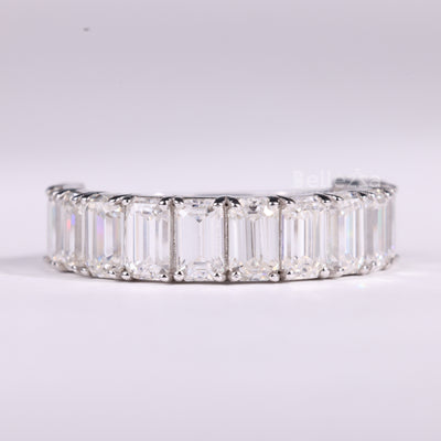 Emerald Cut Half Eternity Moissanite Wedding Band