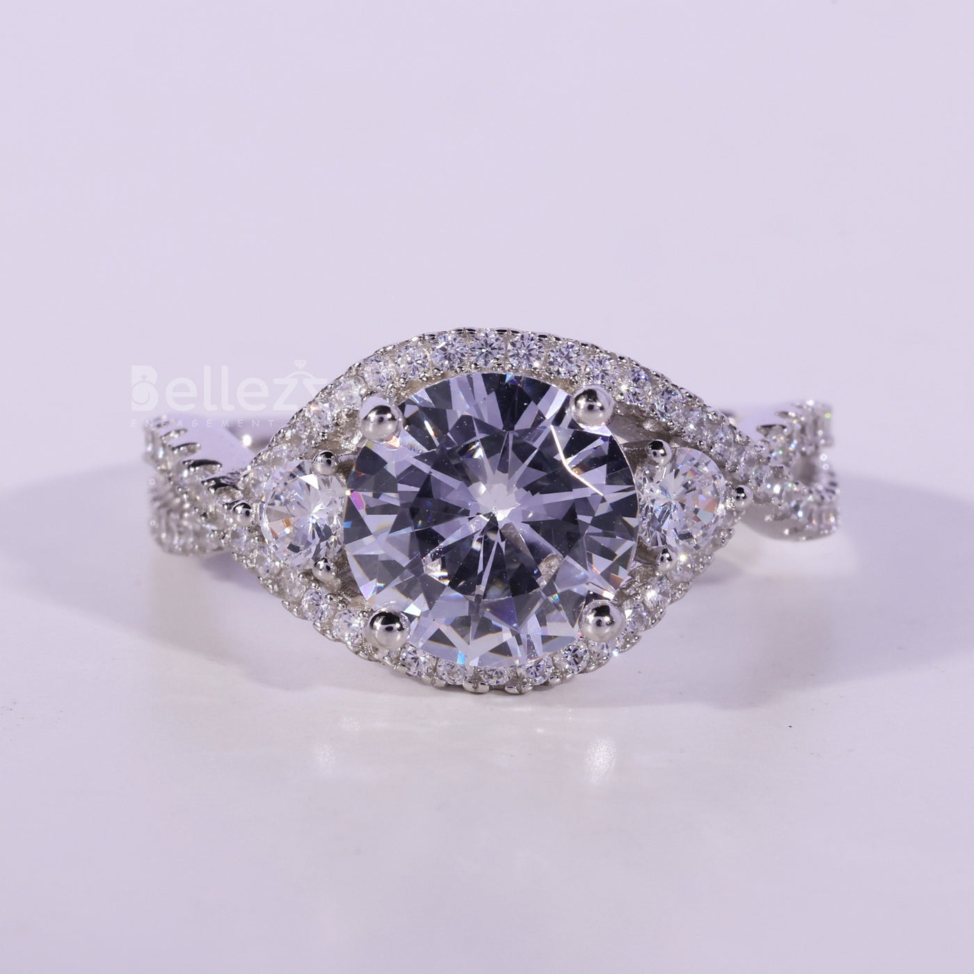 1.50CT Round Cut Diamond Twisted Pave Setting Moissanite Engagement Ring
