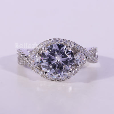 1.50CT Round Cut Diamond Twisted Pave Setting Moissanite Engagement Ring