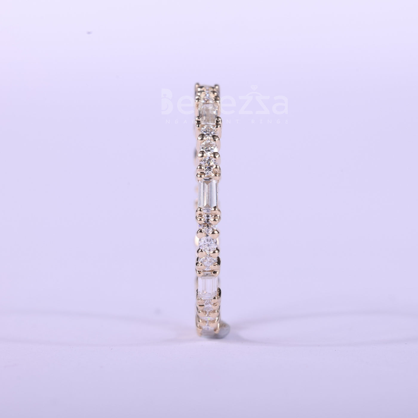 Round & Baguette Cut Diamond Moissanite Full Eternity Wedding Band