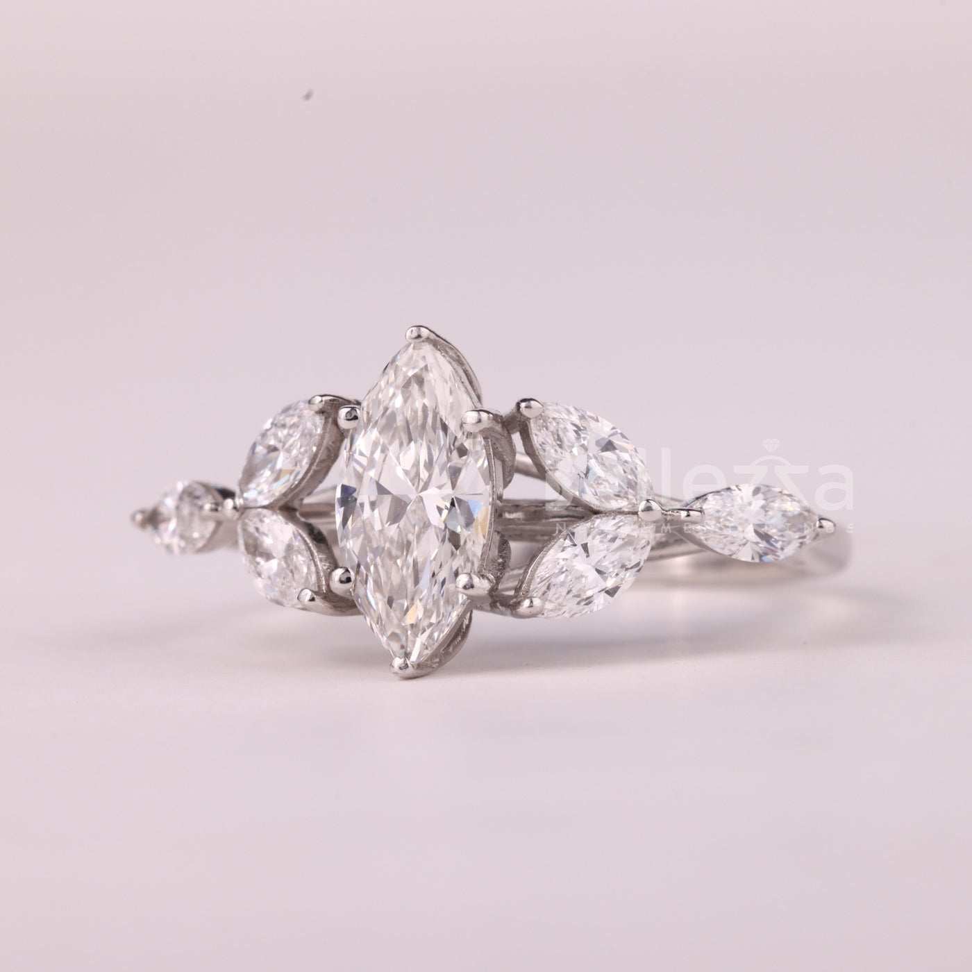 1.50CT Marquise Cut Cluster Diamond Moissanite Engagement Ring