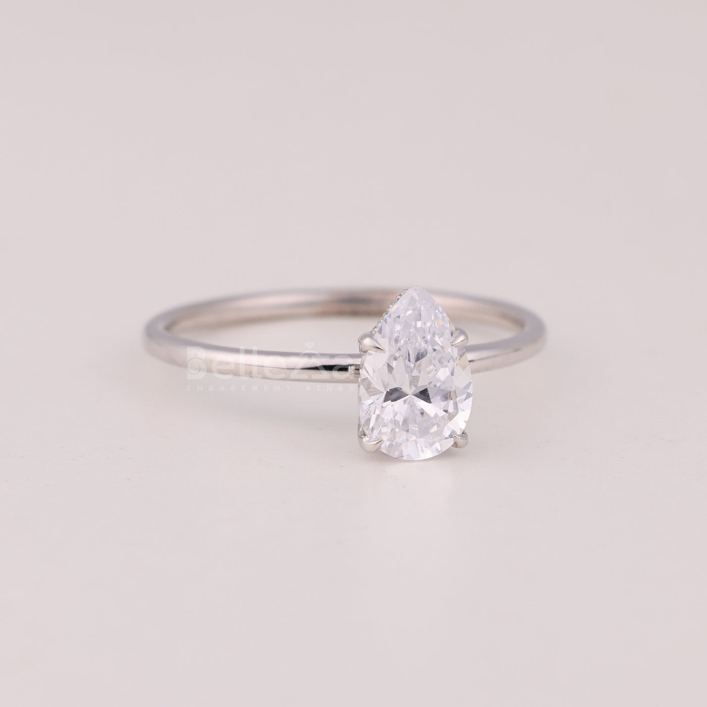 1.0Cut Pear Cut Diamond Hidden Halo Engagement Ring