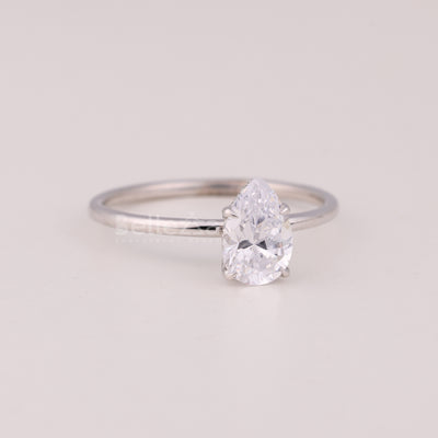 1.0Cut Pear Cut Diamond Hidden Halo Engagement Ring