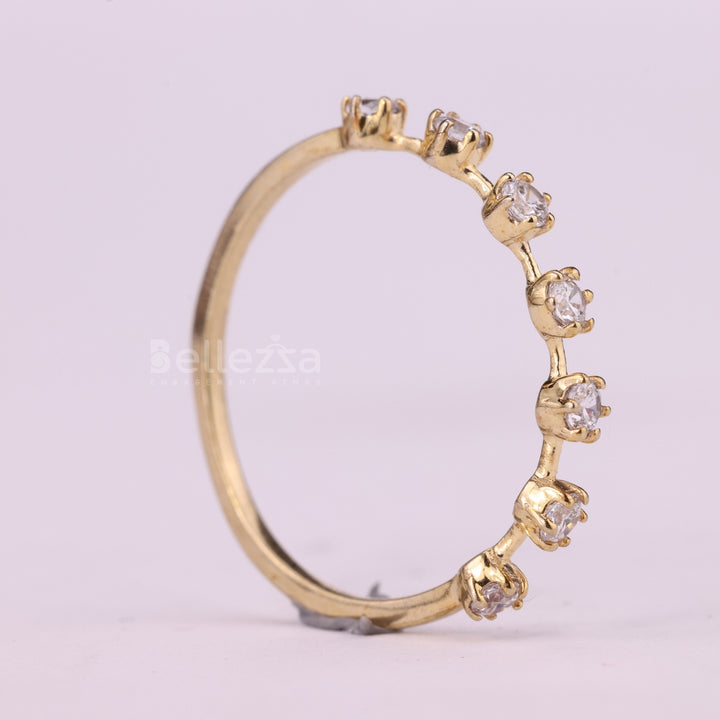 Round Cut Petite Pave Setting Half Eternity Moissanite Wedding Band