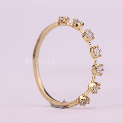 Round Cut Petite Pave Setting Half Eternity Moissanite Wedding Band