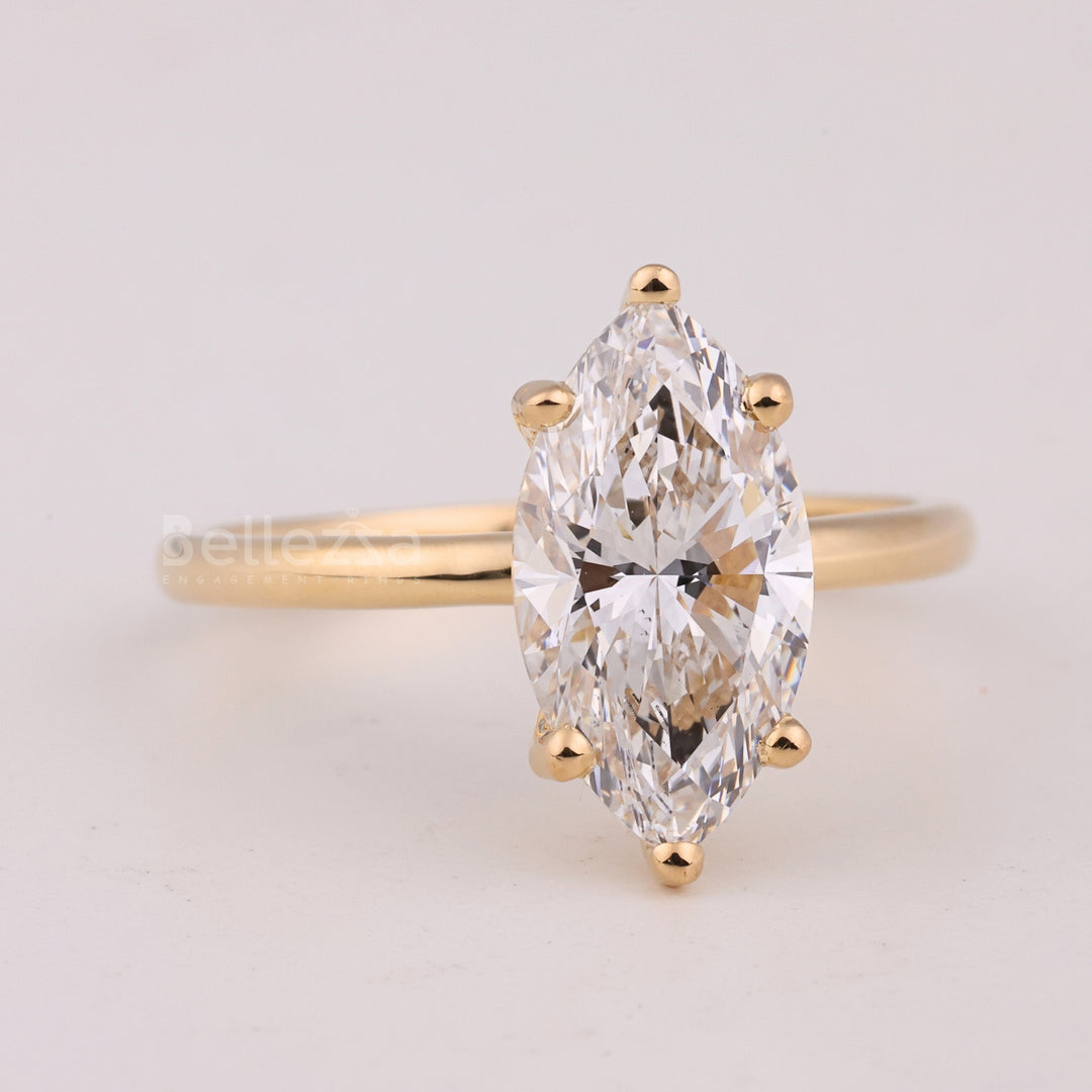 2.0CT Marquise Cut Solitaire Diamond Moissanite Engagement Ring