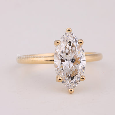 2.0CT Marquise Cut Solitaire Diamond Moissanite Engagement Ring