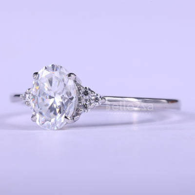 1.50CT Oval Cut Cluster Diamond Moissanite Engagement Ring