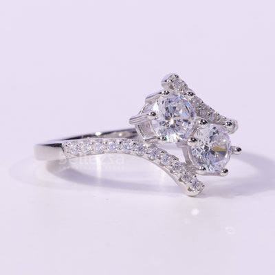 0.50CT Round Cut Unique Two Stone Moissanite Engagement Ring