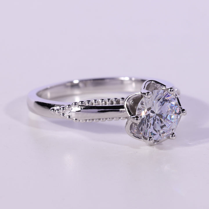 1.0CT Round Cut Diamond Unique Vintage Solitaire Engagement Ring