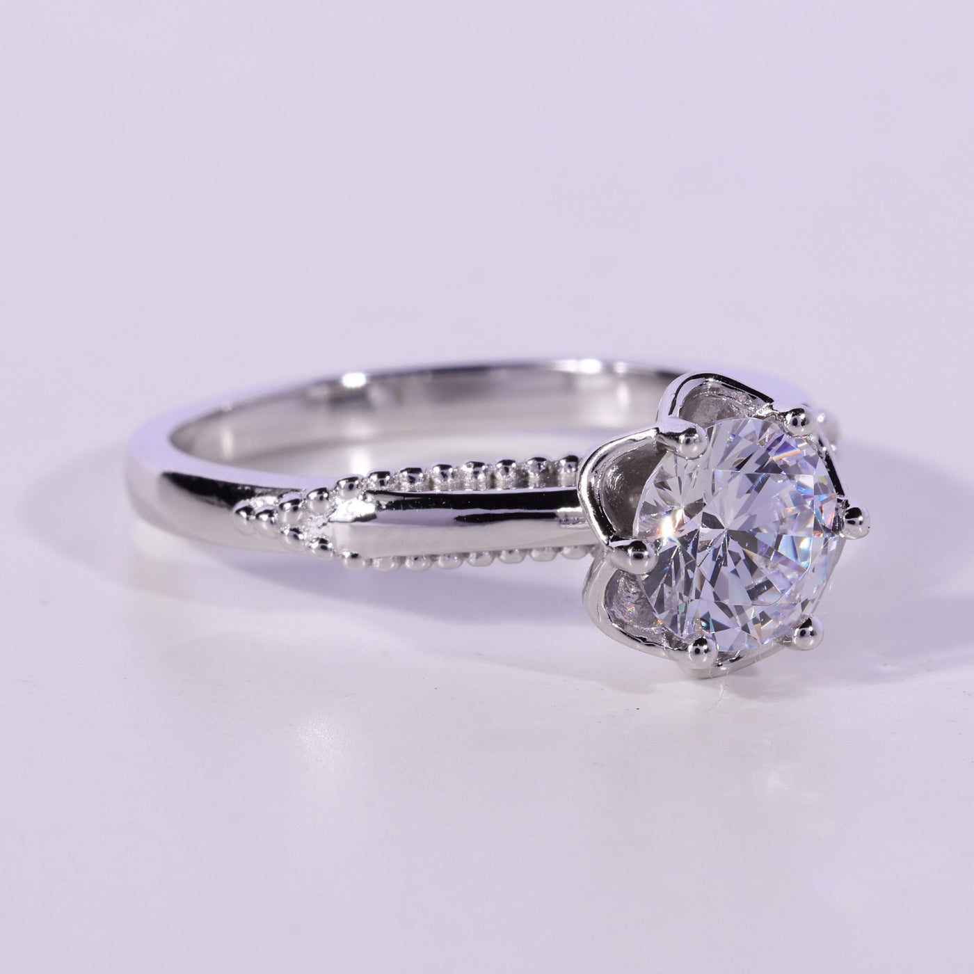 1.0CT Round Cut Diamond Unique Vintage Solitaire Engagement Ring