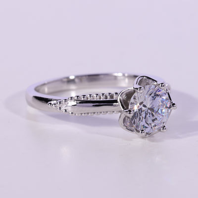 1.0CT Round Cut Diamond Unique Vintage Solitaire Engagement Ring